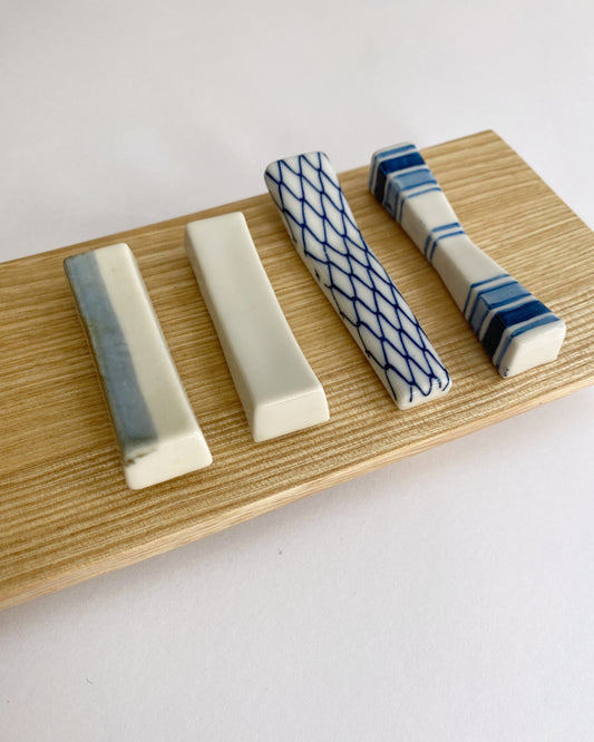 chopstick rests : blue & white $5.50