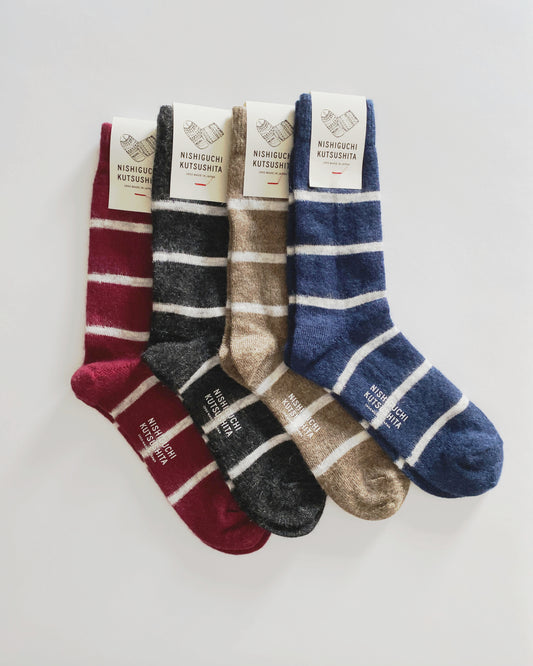 NISHIGUCHI KUTSUSHITA : oslo mohair wool border sock $24.80
