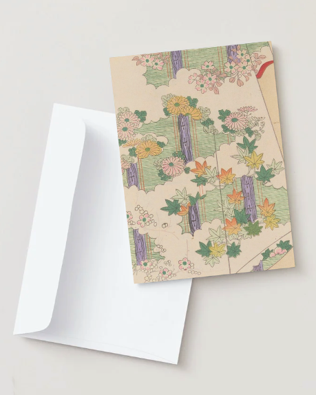 kiku print : greeting card - floral kimono $3.40