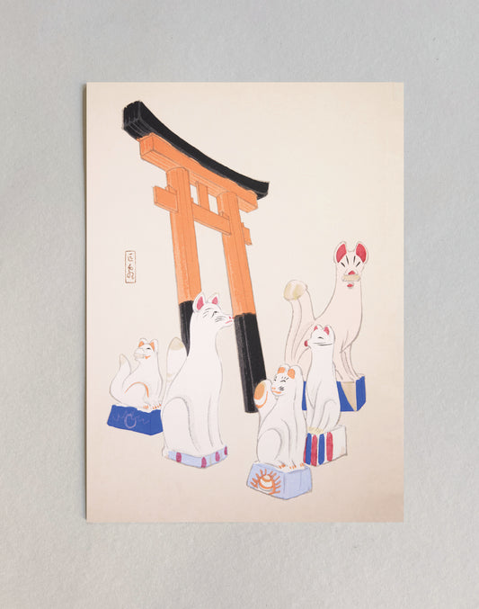 kiku print / postcard : kitsune tori gate $2.30